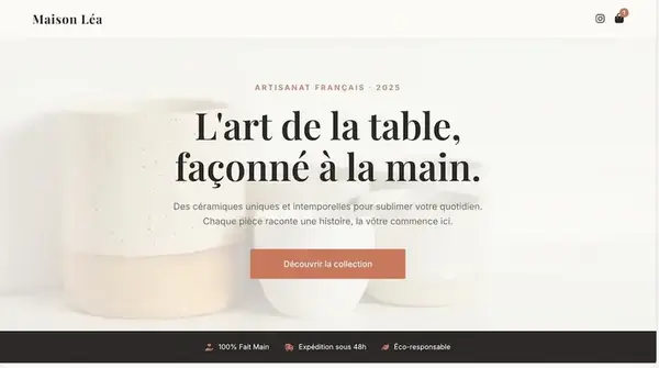 Création landing page e-commerce artisanal Paris — Maison Léa par LSAM Services