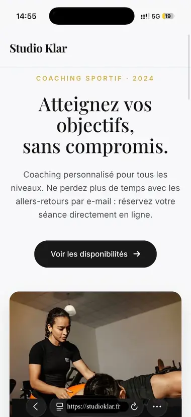 Version mobile de la landing page Studio Klar
