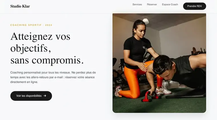 Création landing page coach sportif Paris — Studio Klar par LSAM Services