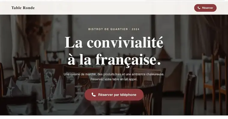 Landing page restaurant Paris — Table Ronde par LSAM Services
